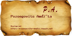Pozsegovits Amáta névjegykártya
